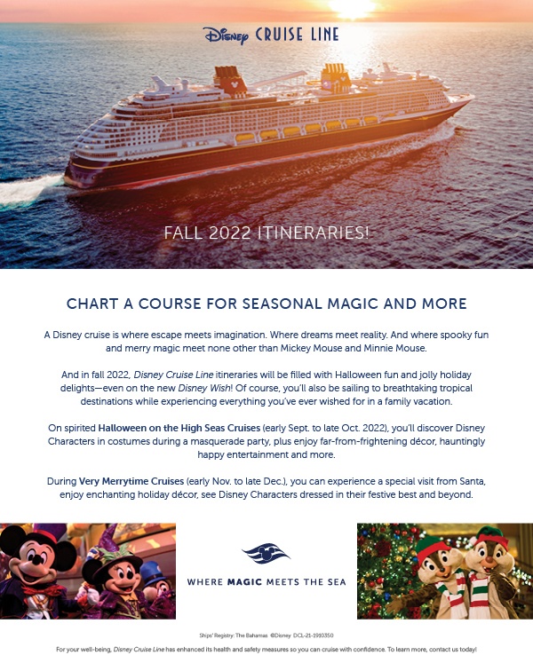Disney Cruise Line Announces Fall 2022 Itineraries — Happily Ever After