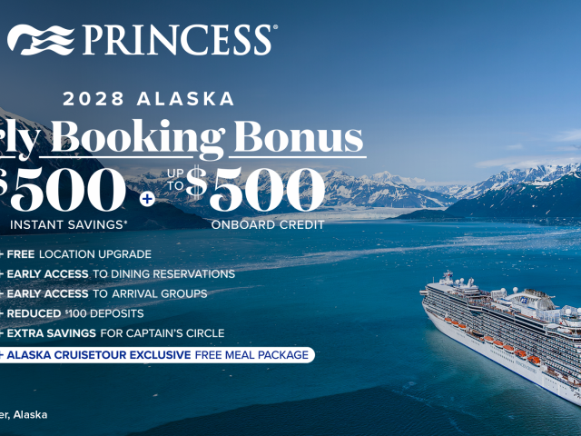 Princess Cruises Opens 2028 Alaska Vacations with Its Biggest Early Booking Bonus